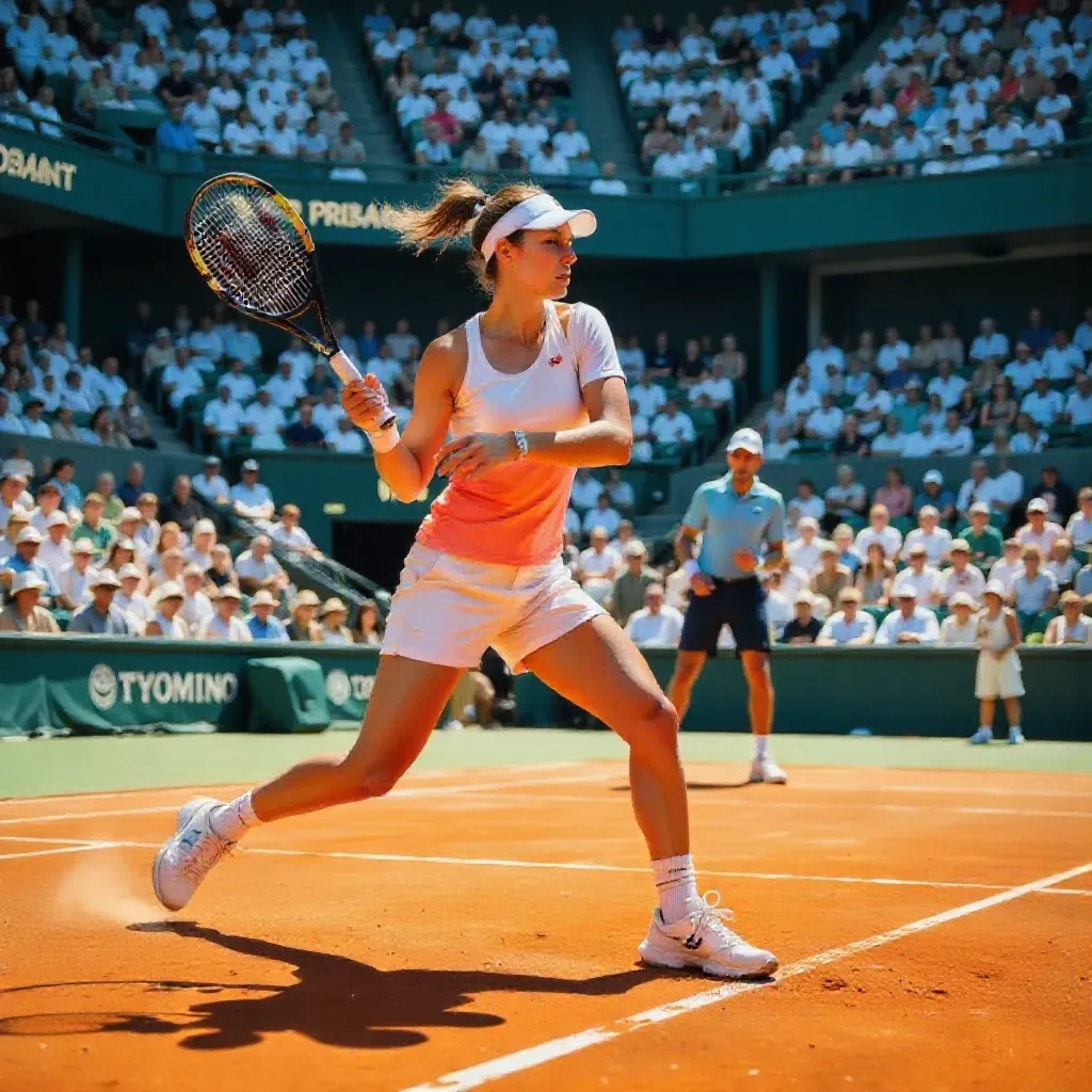 Tennis action moment